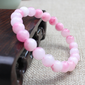 Peach Chalcedony <b>Bracelet</b> 8mm Round Beads Single Strand Men Women Couple Jewelry Everyday Wear - Product Image 3