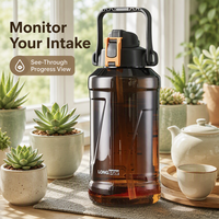 Bouteille d'hydratation 2L Longstar OEM avec double bouchon à boire directement, sans BPA, anti-fuite, écologique, avec corde, pour adultes, qualité alimentaire
