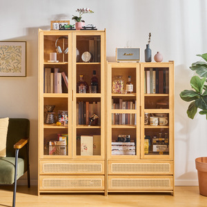 Étagère sur pied de style japonais Zhui Zhu avec portes, cloison de 15 mm, armoire de rangement pour salon, usage étudiant - Product Image 1