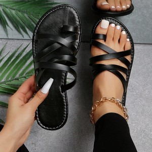 2026 set of toe beach slippers, new women's <b>sandals</b>, foreign trade cross <b>flat</b> bottom - Product Image 1