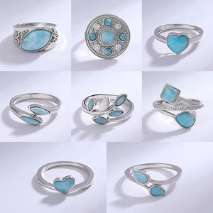 Anillos de Larimar Natural Estilo Eternidad en Plata de Ley 925 Hechos a Mano XYOP, Fabricante Mayorista con Baño de Plata - Product Image 2