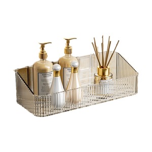Estante de baño rectangular de acrílico transparente para montar en la pared, estante de almacenamiento de esquina duradero para artículos de tocador y esenciales de baño - Product Image 2
