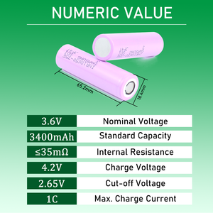 Литий-ионная перезаряжаемая 3500 мАч 3000 мАч 2600 мАч 2500 мАч nmc Высокоскоростная ячейка литий-ионная 18650 Батарея 3,7 В 3400 мАч для diy pack - Product Image 6