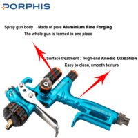 Pistolet à air comprimé PORPHIS PRD-715B MP avec système de gobelet jetable, buse de 1,2 mm, 1,3 mm, 1,4 mm pour outil de peinture automobile professionnel