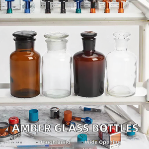 Labor-Braunglasflasche mit Weithalsöffnung und Korkverschluss, mit Siebdruck für Infusionen und Reagenzien, Großhandel - Product Image 2