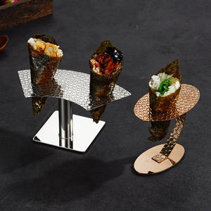 Support de présentation moderne en acier inoxydable pour sushis et cornets de gaufres, idéal pour les rouleaux faits main et les cornets de crème glacée, parfait pour les fêtes - Product Image 4