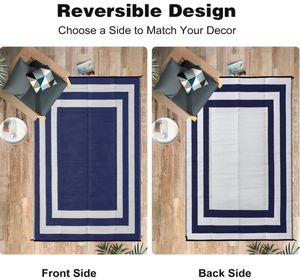 עמיד למים חיצוני הפיך 6 'x 9' פלסטיק מחצלת עמיד עבור מרפסת קמפינג פיקניק rv עיצוב חיצוני - Product Image 3