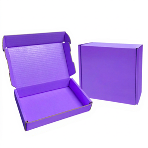 Boîte d'expédition rectangulaire ondulée violette avec couvercle, pour présentation ou emballage cadeau et artisanat - Product Image 1