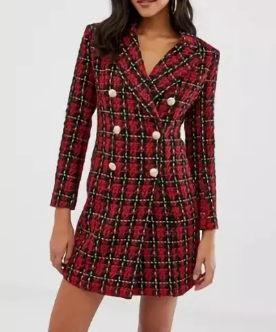 Fashion European Ladies Office Wear Dresses Dress Woven Classic Houndstooth Blazer Business Dress Suits For Women