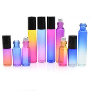 cosmetic packaging painted color roller bottle 5ml 10ml thin glass roll on eye cream bottle