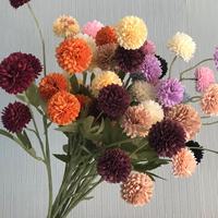 Buket Krisan Dandelion Kecil Gaya Instagram Segar, Set Bunga Artificial 5 Tangkai untuk Dekorasi Pernikahan Dalam/Luar Ruangan