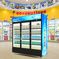 Vitrine Réfrigérée Commerciale Monotempérature avec Écran LED, Réfrigérateur à Boissons à Trois Portes Vitrées, Réglable, Anti-Givre