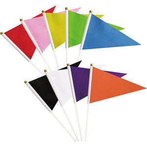 Bendera Pennant Warna Solid Kecil Mini Genggam Polos Putih Merah Biru Hitam Hijau Kuning Oranye Pink Bendera Tangan Grafiti dengan Tiang - Product Image 3