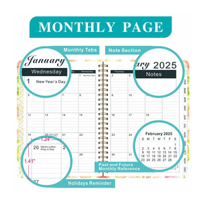 Journal hebdomadaire mensuel à couverture rigide avec impression personnalisée 2025 <span class=keywords><strong>Agenda</strong></span> avec protecteur d'angle <span class=keywords><strong>Agenda</strong></span> en spirale A5 avec pages à onglets - Product Image 4