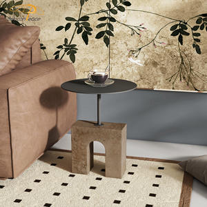 طاولة قهوة رخامية عصرية بتصميم فريد، طاولة شاي صغيرة مستديرة للمقاهي والبيسترو، مناسبة لغرف المعيشة وغرف النوم والمطاعم - Product Image 4