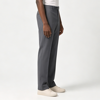 Pantalon de Costume Homme sur Mesure MTM OEM en Mélange de Laine Gris, Coupe Droite, Fermeture à Crochet à la Ceinture
