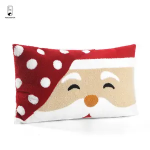 50*30cm Red White Santa Claus Velvet Christmas Cushion Cover Towel Embroidery Pillowcase For Xmas