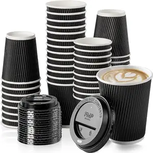 Hot cold drink custom low price 8oz 16oz 22oz disposable logo printing cup corrugated paper coffee cups