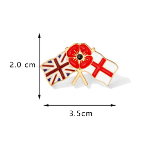 Coquelicot fleur britannique St. George croix Double drapeau broche mode émail épinglette Badge - Product Image 2