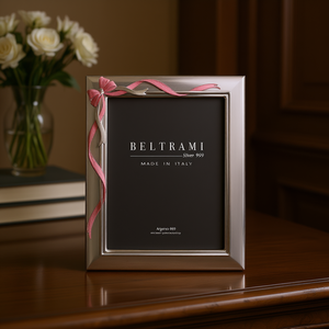 Beltrami Silver Plated Wood Structure Embossed 1 Color Horizontal Photo <b>Frame</b> Rectangle Made in Italy Model BE11044-4RA - Product Image 3