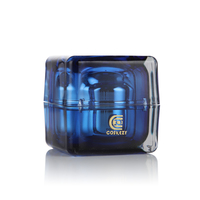 Pot cosmétique de luxe 30g carré transparent bleu en acrylique avec pot intérieur en plastique et couvercle à vis, impression sérigraphiée