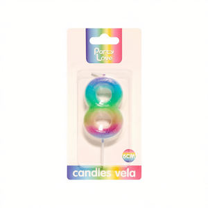 Party Love Number 8 <b>Candle</b> 6cm Rainbow Color Birthday <b>Candles</b> - Product Image 3