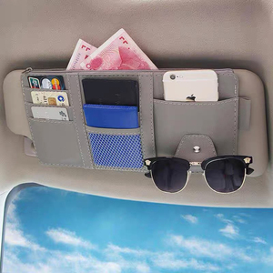 Bolsa de almacenamiento de cuero multifuncional para visera de coche, organizador de tarjetas y gafas - Product Image 5