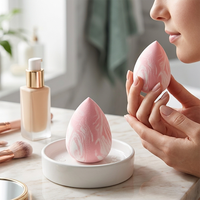 Éponge de maquillage Pinkz ultra douce en marbre rose sans latex, houppettes de beauté, mélangeurs de fond de teint bicolores, ensemble de pinceaux de maquillage