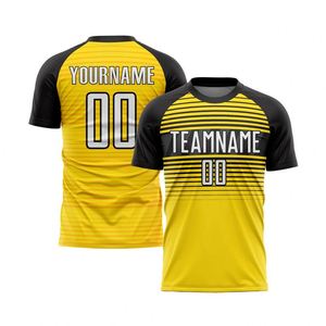 Camiseta de Fútbol a Rayas Amarillas y Negras, Manga Corta, Transpirable, de Secado Rápido, Uniforme Deportivo Ligero para Entrenamiento y Partido - Product Image 1