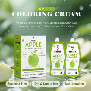 Crema Colorante per Capelli Apple Dyeglow 500ml*2, Professionale 2 in 1, Organica, <span class=keywords><strong>Colorazione</strong></span> Rapida in 5 Minuti, Colore Nero <span class=keywords><strong>con</strong></span> Profumo Gradevole - Product Image 5