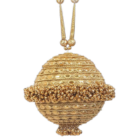 1042 Pochette de soirée pour femme en métal SAFFIANO de haute qualité, faite main, ornée de perles dorées et argentées, forme carrée demi-lune avec pierres