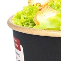 Bol en papier noir personnalisé ZJPACK avec logo, biodégradable, impression numérique, réutilisable, en kraft, pour salade, recyclable, pour collations, sucre, 500 ml
