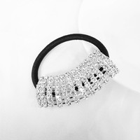 Vente en gros style à la mode chignon cheveux accessoires corde haute élastique tête anneau perceuse cheveux cravate avec strass