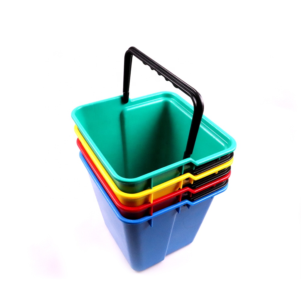 Cubo de plástico para limpieza, cubo desinfectante cuadrado de 6 litros para carrito de portero, carrito de 4 colores