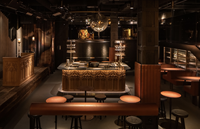 Conception d'intérieur de bar musical, service de rénovation de bar commercial sur mesure, style gothique industriel, décoration de bar musical