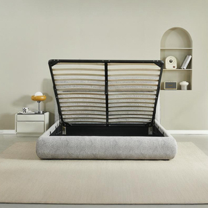 Lit Queen Size Minimaliste Italien Crème Style Designer pour Appartement Compact – Mobilier de Chambre Moderne et Simple pour un Intérieur Confortable - Product Image 5