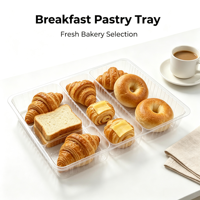 Barquette en plastique jetable écologique pour gâteaux, emballage alimentaire de qualité pour boulangerie avec logo et épaisseur personnalisés