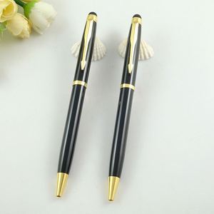 Wholesale 2-in-1 Stylus Screen Slim Twist Black Metal Ballpoint <b>Pen</b> With Laser Customized Logo Printing for Hotel Stationery - Product Image 4