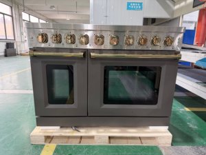 48 In. 7.0 Cu. Ft. Free <b>Standing</b> Oven, 8 Burner, Convection Oven, Auto Re-ignition, Gery <b>Door</b>, Golden Knobs and Handle "Free Sta - Product Image 5