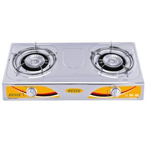 Table de cuisson à gaz naturel à double brûleur avec allumage électronique, en acier inoxydable, pour usage domestique et professionnel - Product Image 1