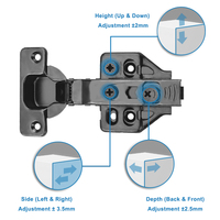 ROEASY échantillon gratuit CH-293A-3D-BN penderie charnières hydrauliques à fermeture en douceur charnières de porte d'armoire de cuisine noires 3d pour meubles