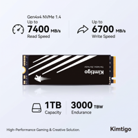 KIMTIGO TP5000 1TB SSD PCIe 4.0 X4 NVMe 1.4 M.2 2280 Disque SSD interne 4800MB/s 3D TLC pour PC de jeu et ordinateur portable en stock