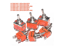 Interrupteur à bascule miniature E-TEN1321 AC 250V 15A 2 positions, interrupteur à bascule à bornes, orange, 6 broches, pour applications marines