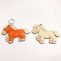 Porte-clés en bois contreplaqué en forme de maison, motif poney, pour décoration de carnet personnel, cadeaux de remerciement client, fête