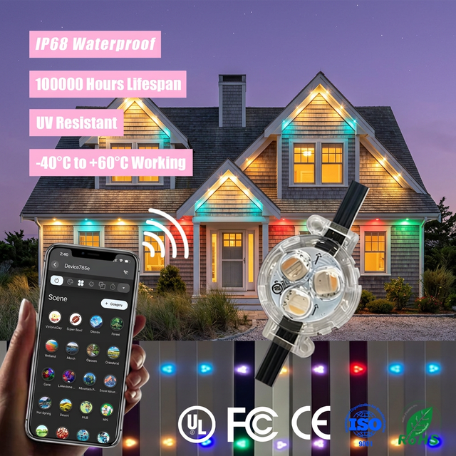 IP68 Waterproof Outdoor Rgbw Smart Christmas Track Lights 12V 24V 36V WiFi Controller Warm White Point Lights