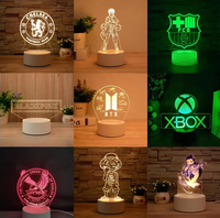 Lampe d'illusion OEM, lampe de nuit LED, base tactile, télécommande, lampe décorative de chambre, originalité, RGB, lampe cadeau, USB, lampe acrylique 3D