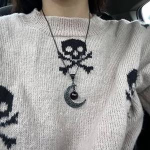 Collar Vintage con Colgante de Luna Creciente Negra, Estilo Punk, Joyería Gótica Oscura para Mujer, Hecho de Acero Inoxidable - Product Image 6
