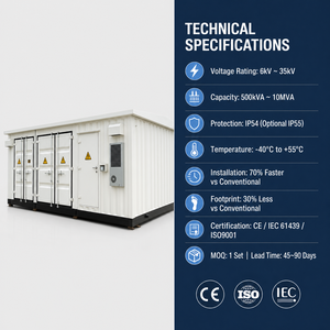 Unité de puissance compacte préfabriquée modulaire clé en main 6kV 10kV 35kV pour projets EPC solaires et éoliens certifiée CE - Product Image 3