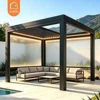 Pergola bioclimatique rétractable, écologique, imperméable, anti-rongeurs, anti-pourriture, en alliage d'aluminium thermolaqué, moderne, auvent de gazebo