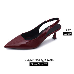 Chaussures à talons hauts pointus pour <span class=keywords><strong>femme</strong></span>, design personnalisé, luxe, sexy, en cuir verni PU brillant, avec sangle élastique, 9605 - Product Image 4